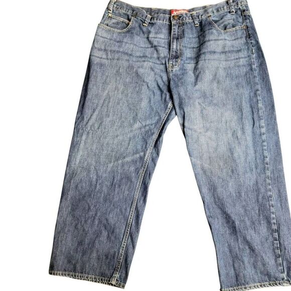 Arizona Jean Company Dark Wash Distressed Blue Denim Jeans - Picture 3 of 8